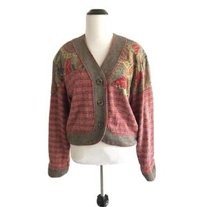 Vintage Canvasbacks | Paisley Size S Red Button Front Blazer Jacket